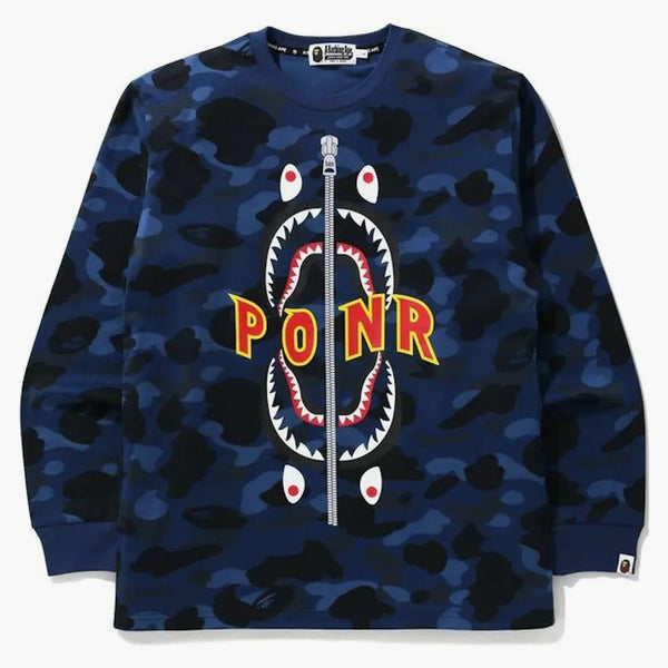 Bape Color Camo Ponr Shark L/S Tea Blue
