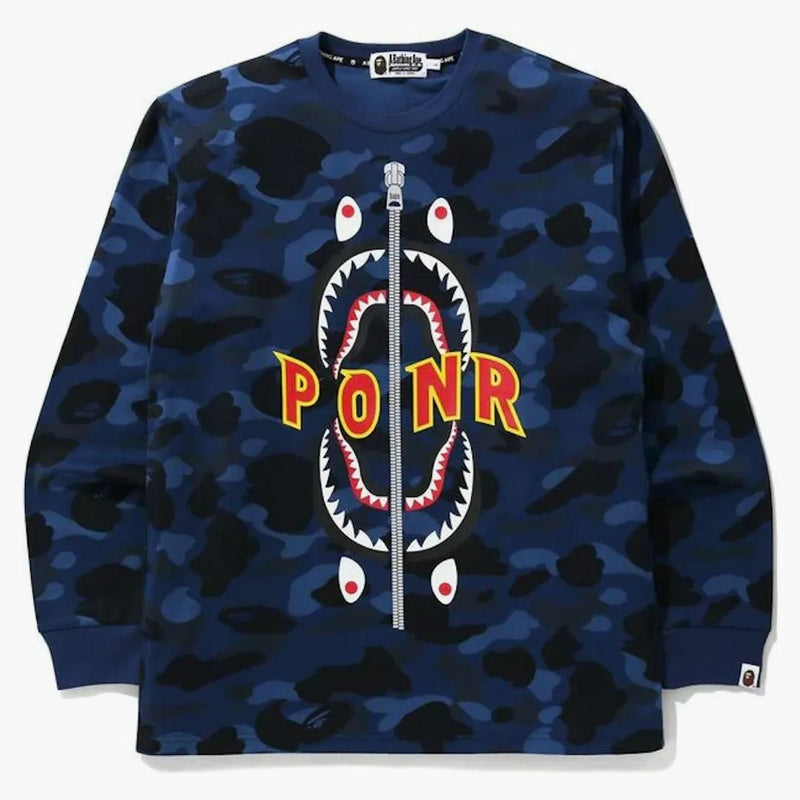 Bape Color Camo Ponr Shark L/S Tea Blue