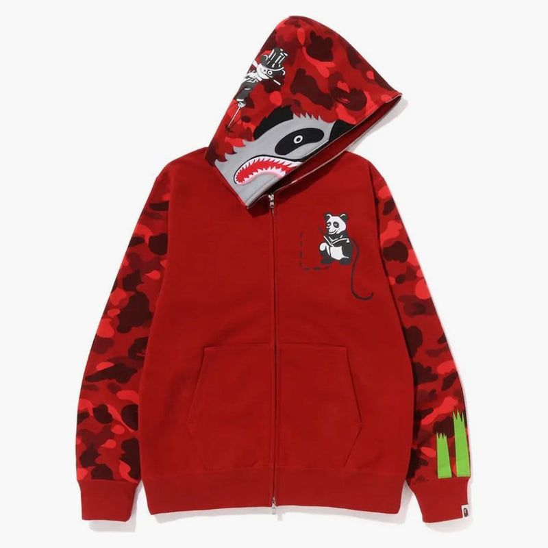 Bape Color Camo Panda Full Zip Hoodie Red