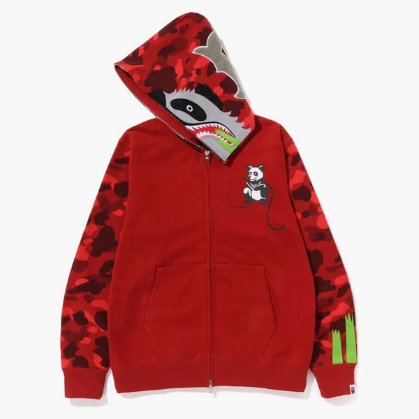Bape Color Camo Panda Full Zip Hoodie Red