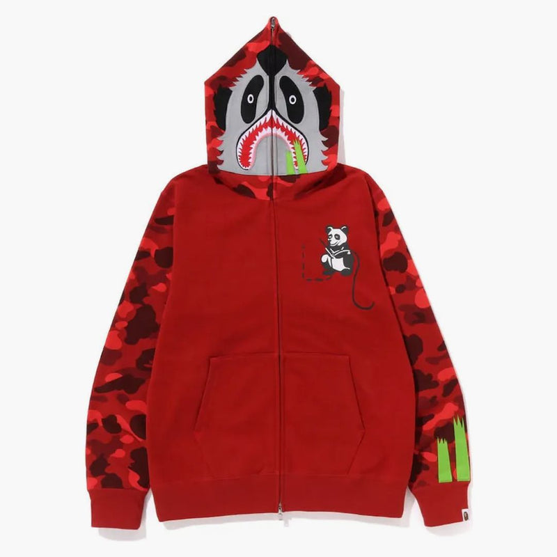 Bape Color Camo Panda Full Zip Hoodie Red