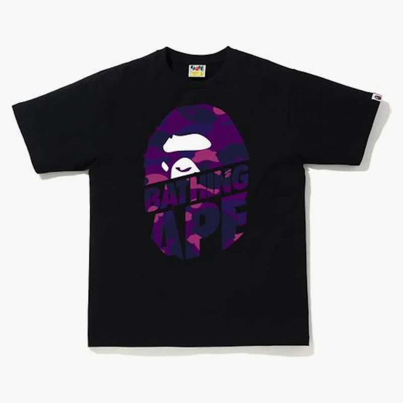 Bape Color Camo Peek Ape Head T-Shirt Black/Purple