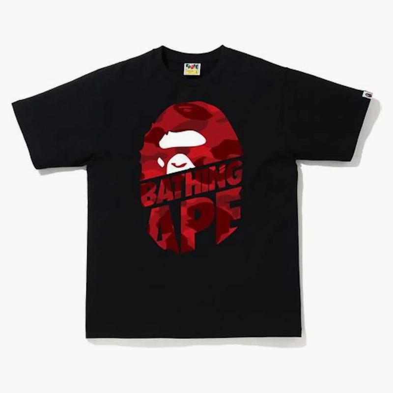 Bape Color Camo Peek Ape Head T-Shirt Black/Red