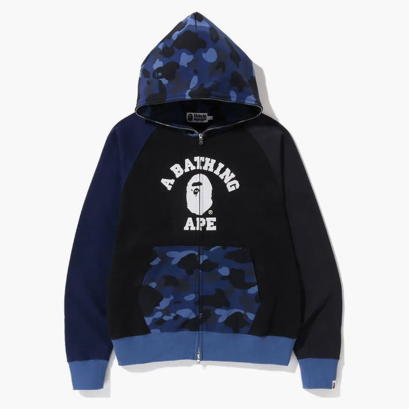 Bape Color Camo Relaxaded Fit Fit Full Zip Hoodie Navy