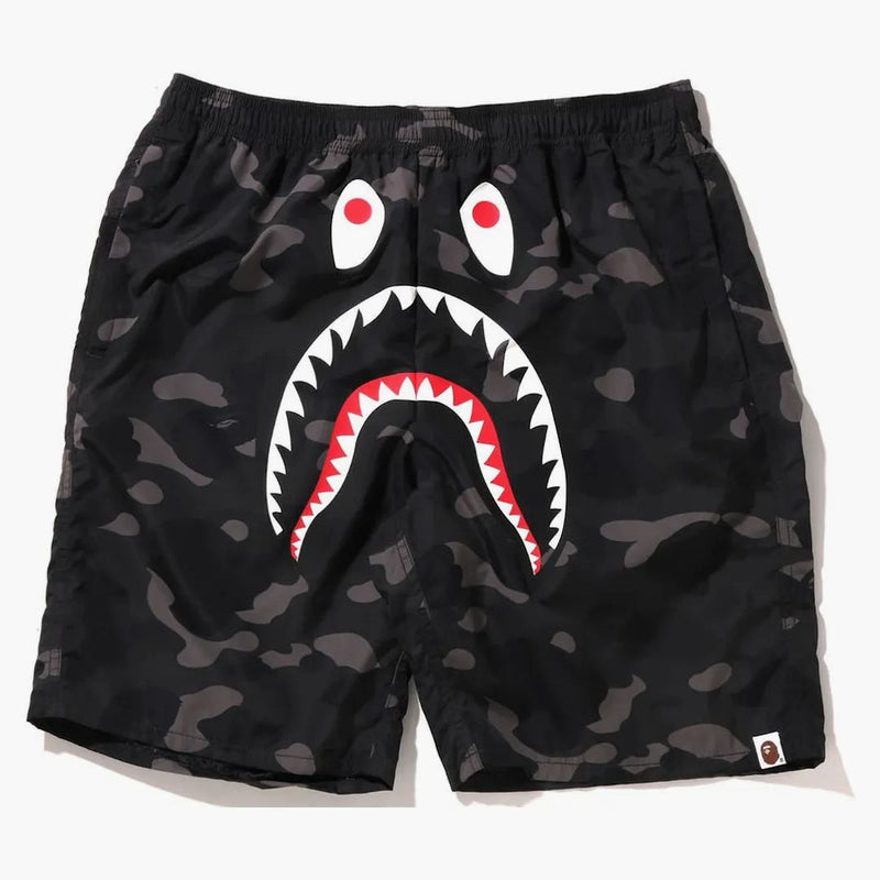 Bape Color Camo Shark Beach Shorts (SS22) Black