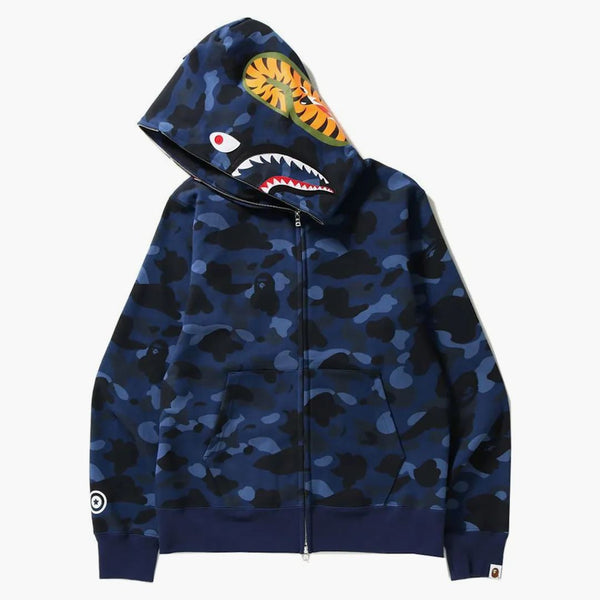 Bape Color Camo Shark Full Zip Hoodie (FW21) Navy