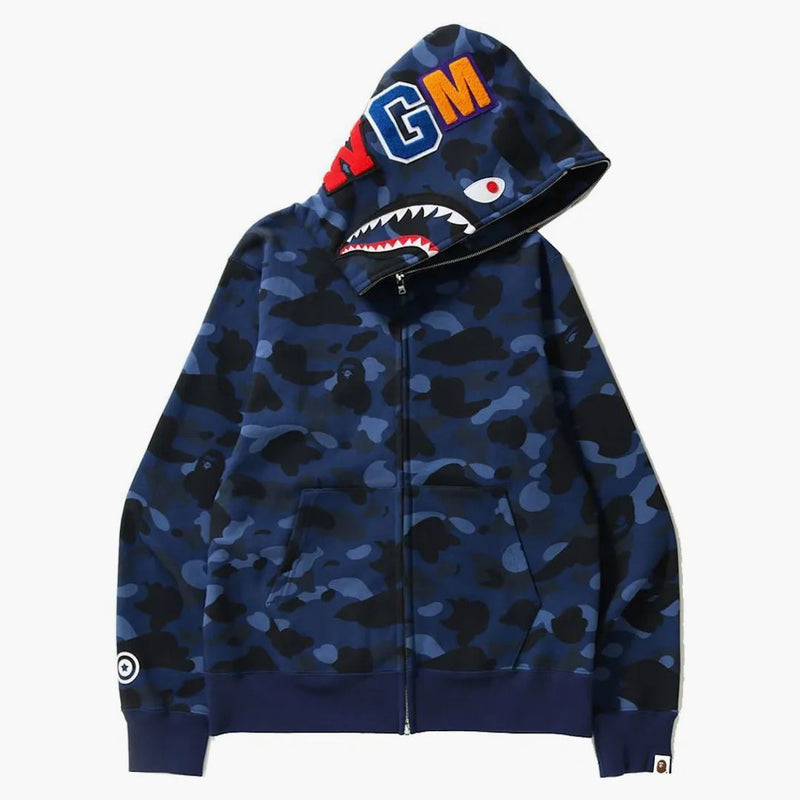 BAPE Color Camo Shark Full Zip Hoodie (FW21) Navy