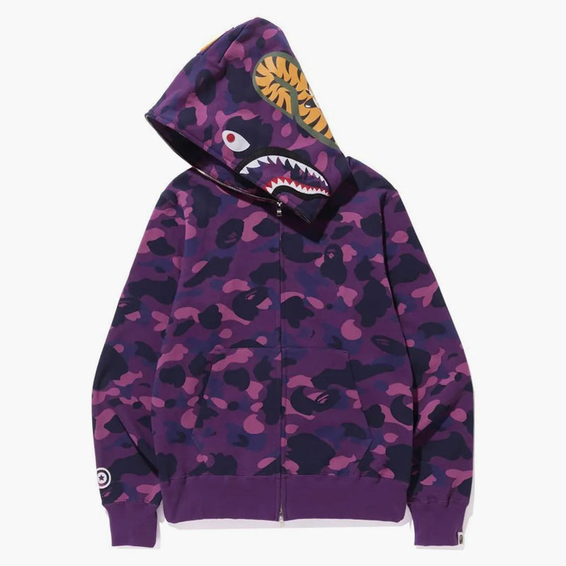 Bape Color Camo Shark Full Zip Hoodie (FW21) Purple