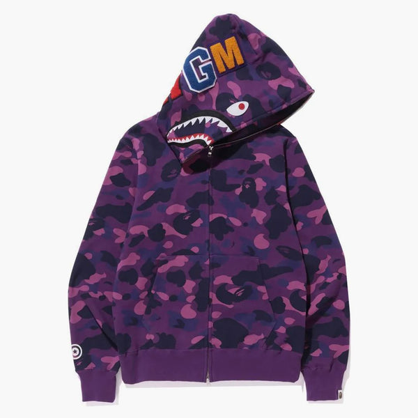 Bape Color Camo Shark Full Zip Hoodie (FW21) Purple