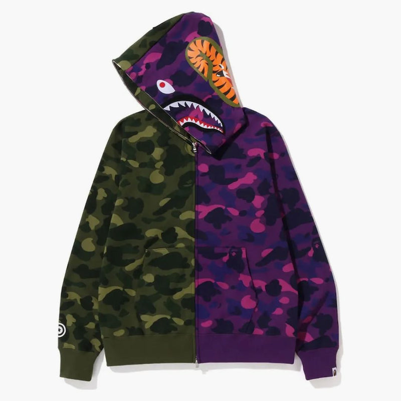 BAPE Color Camo Shark Full Zip Hoodie (FW22) Green Purple