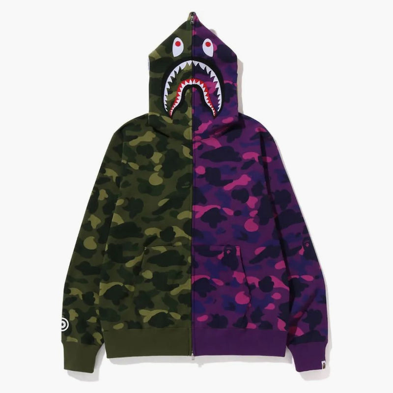 BAPE Color Camo Shark Full Zip Hoodie (FW22) Green Purple