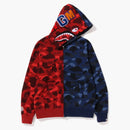 Bape Color Camo Shark Full Zip Hoodie (fw22) Red Navy