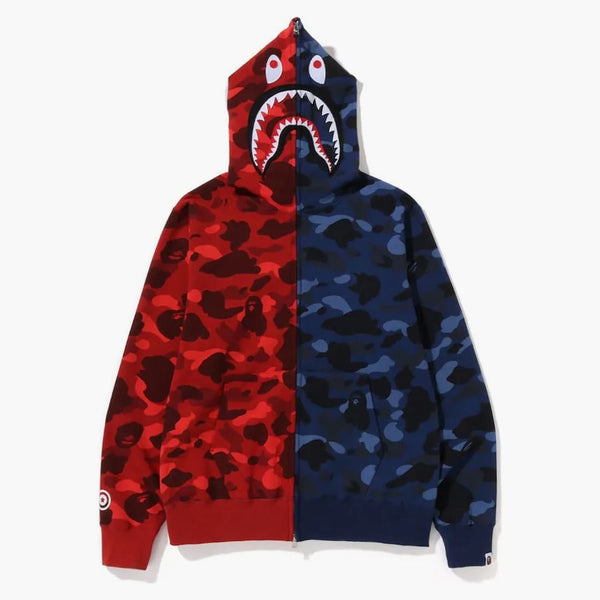 Bape Color Camo Shark Full Zip Hoodie (FW22) Red Navy