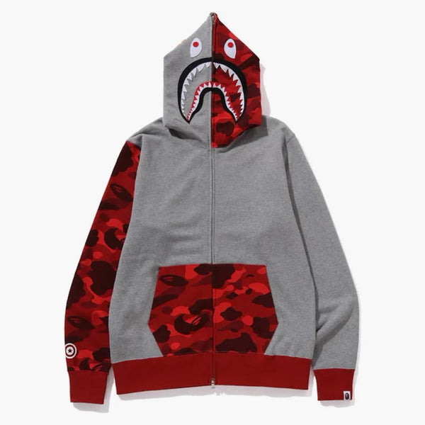 Bape Color Camo Shark Full Zip Hoodie (FW23) Red