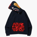 Bape Color Camo Shark Full Zip Hoodie (SS22) Navy/Red