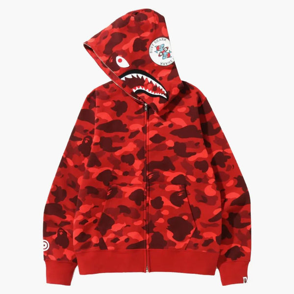 Bape Color Camo Shark Full Zip Hoodie (SS22) Red