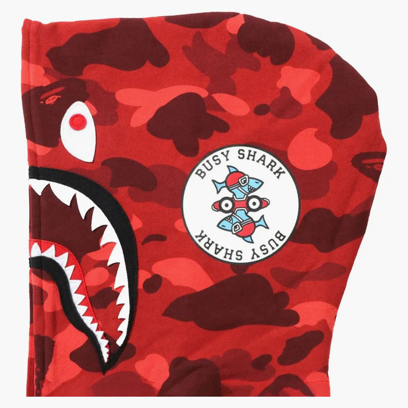 Bape Color Camo Shark Full Zip Hoodie (SS22) Red