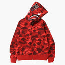 BAPE Color Camo Shark con sudadera con sudadera con cremallera completa (SS22) Rojo