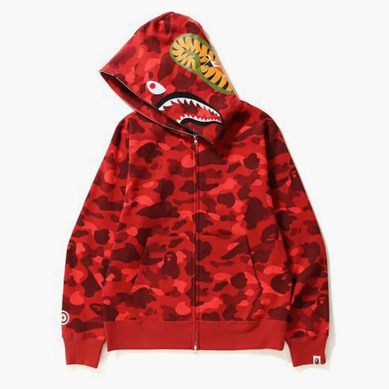 Bape Color Camo Shark Full Zip (SS21) Hoodie Red