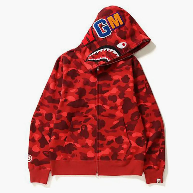 Bape Color Camo Shark Full Zip (SS21) Hoodie Red