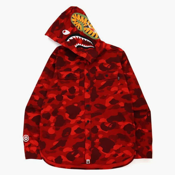 BARA Color Camo Shark Hoodie Shirt (FW21) Červená