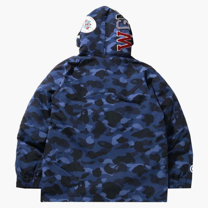 Bape Color Camo Shark Snowboard Down Jacket Navy