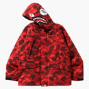 Bape Color Camo Shark Snowboard Down Jacket Red