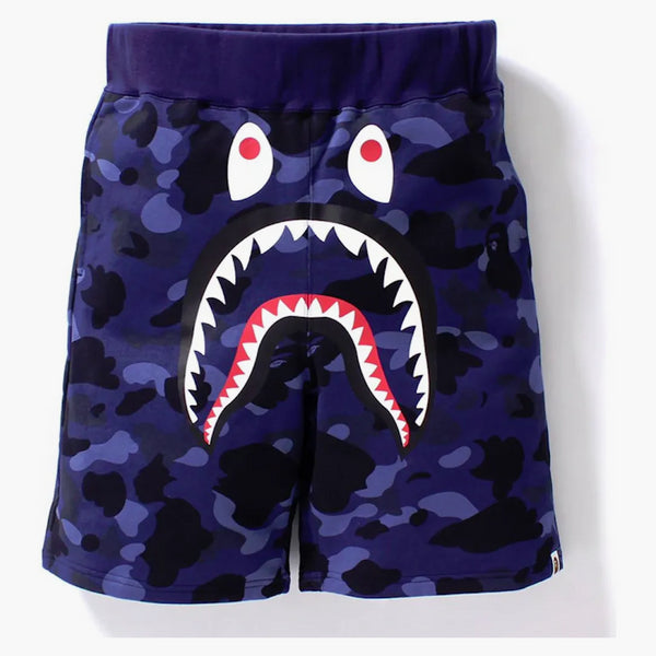 Bape Color Camo Shark Sweat Shorts Navy