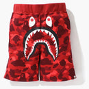 Bape Color Camo Shark Sweat Shorts Red
