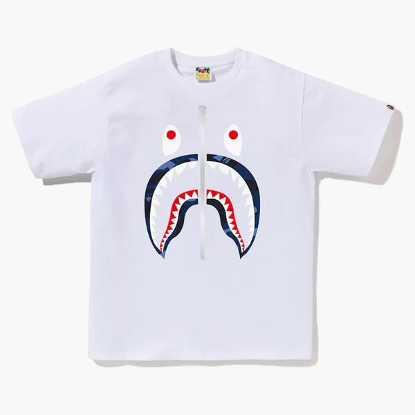Bape Color Camo Shark Tee White/Navy