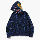 Bape Color Camo Shark Wide Full Zip Double Hoodie Navy