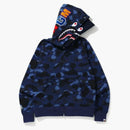 Bape Color Camo Shark Wide Full Zip Double Hoodie Navy