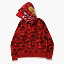 Bape Color Camo Shark Wide Full Zip Double Hoodie Red