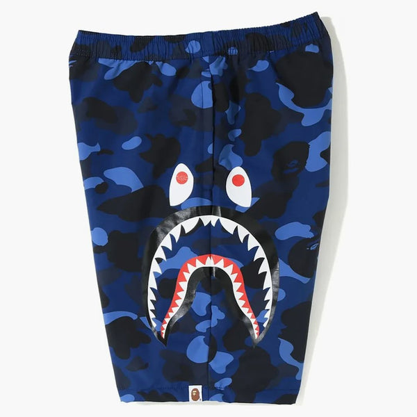 Bape Color Camo Side Shark Beach Shorts Blue