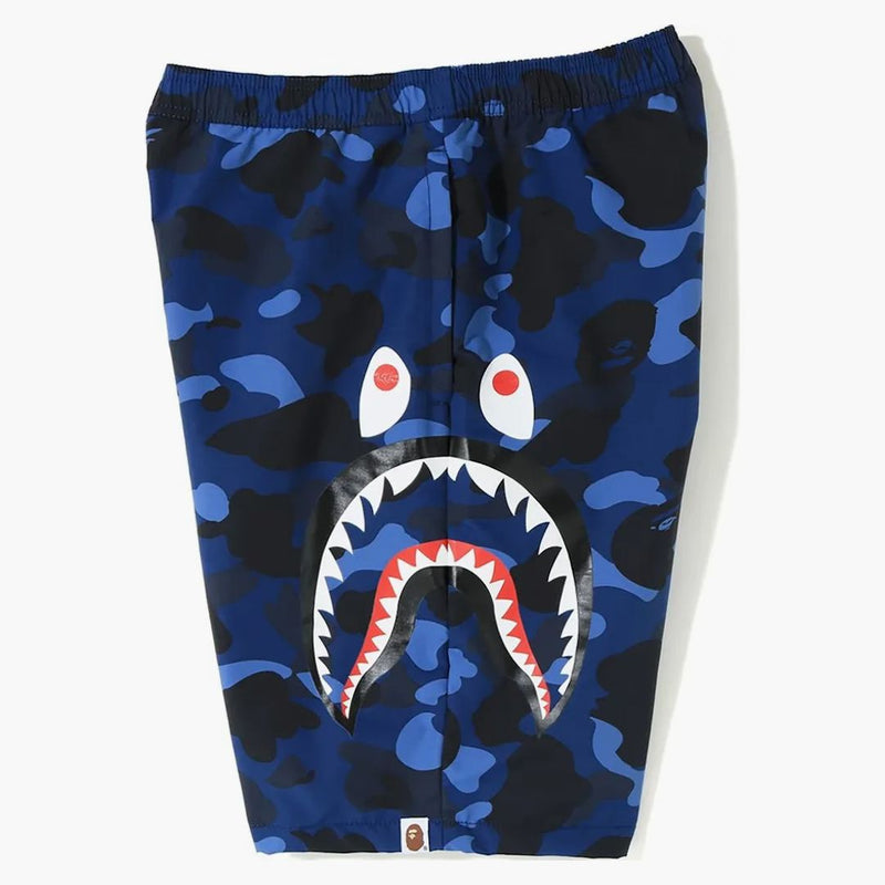 Bape Color Camo Side Shark Beach Shorts Blue