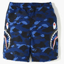Bape Color Camo Side Shark Beach Shorts azul