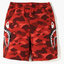 Bape Color Camo Side Shark Beach Shorts Red