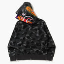 Bape Color Camo Tiger Shark Wide Full Zip Double Hoodie Black