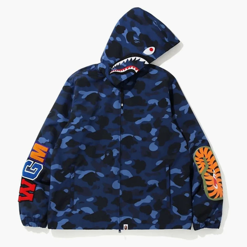 Bape Color Camo Wgm Shark Hoodie Jacket Blue