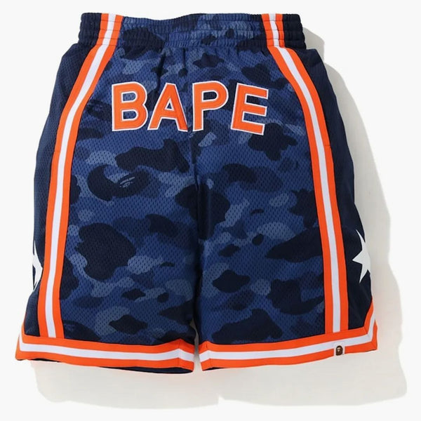 Bape Color Camo Wide Basketball Shorts Navy