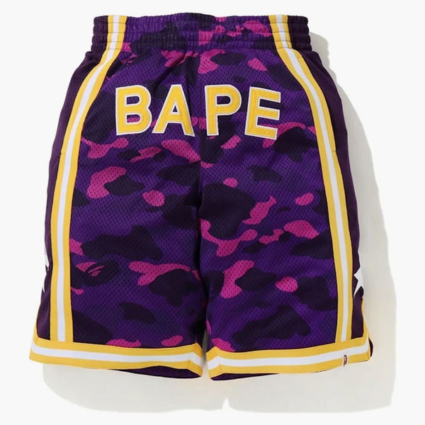 Bape Color Camo Wide Basketball Shorts Purple