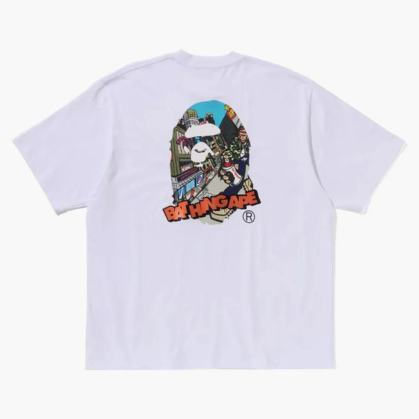 Bape Comic Art Ape hlava uvolněná fit tee bílá