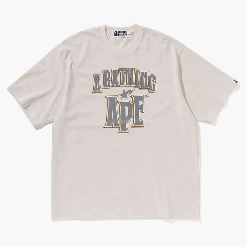 Bape Crack Print Pattern Logo Relaxed Fit Tee White