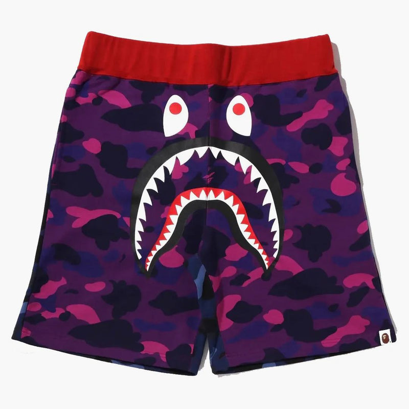 Bape Crazy Camo Shark Sweat Shorts Purple