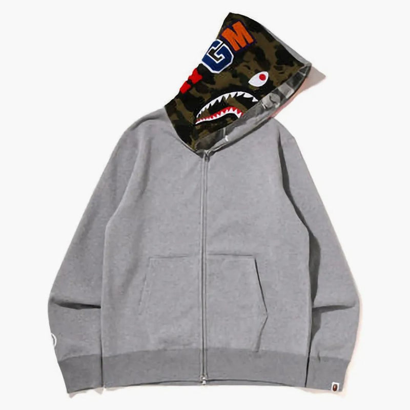 Bape Crazy Face Full Zip Hoodie Gray