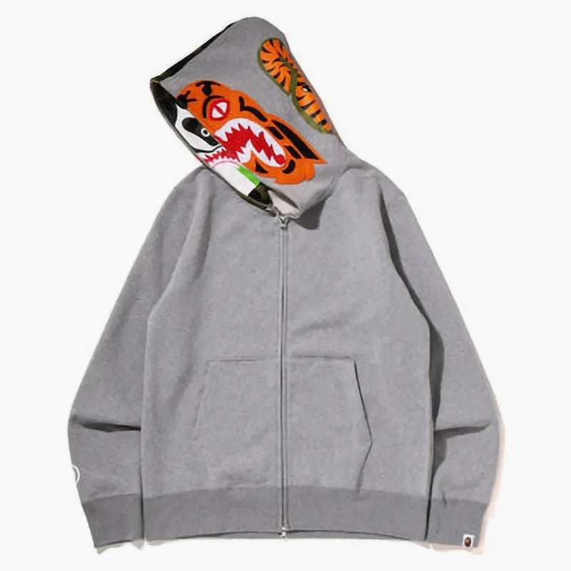 Bape Crazy Face Full Zip Hoodie Gray