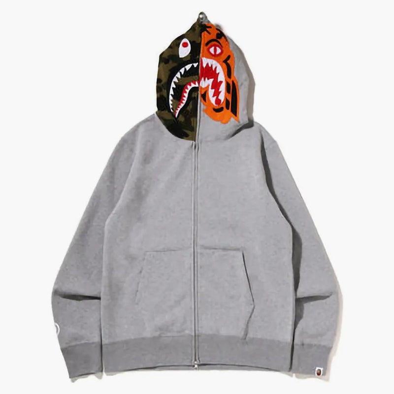 Bape Crazy Face Full Zip Hoodie Gray