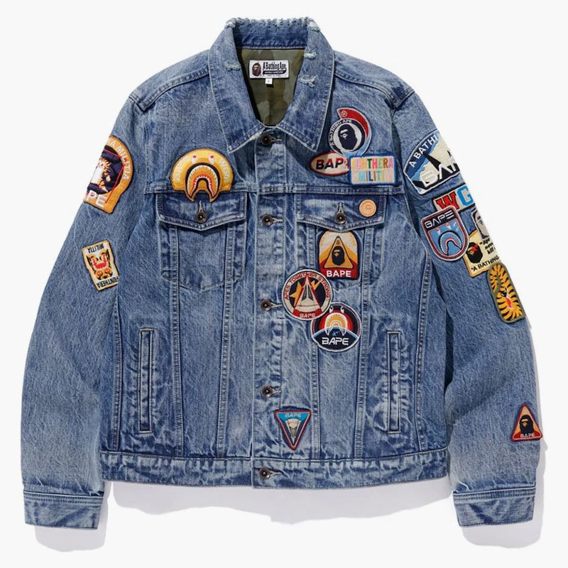 Bape Crazy Patch Denim Jacket Indigo