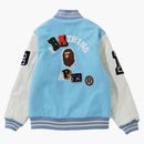 Bape Crazy Patch Varsity Jacket Sax