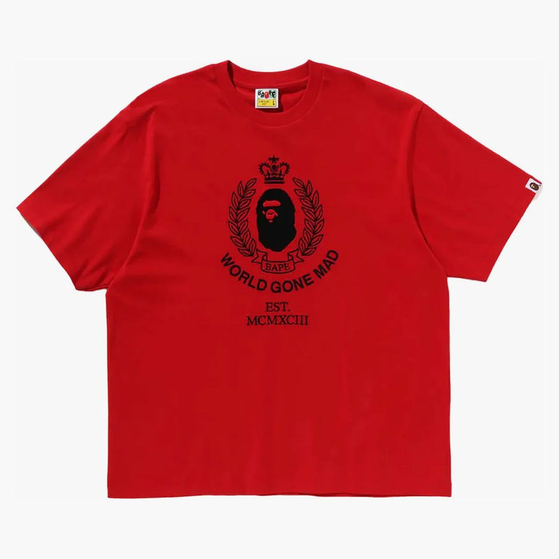 Logo Bape Crest College Relaxed Fit Tee Red